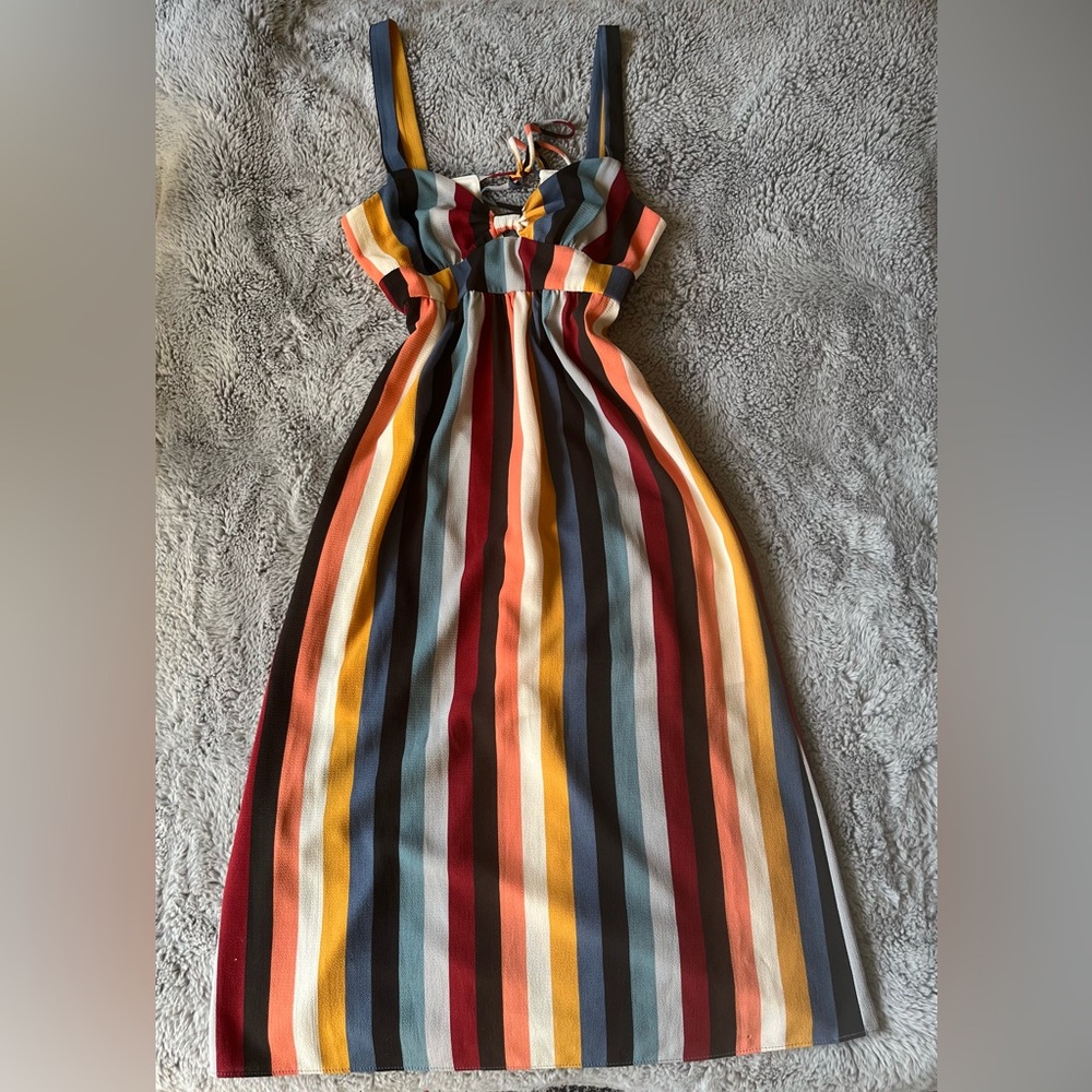 MOA MOA Multicolor Striped Midi Dress Size Medium